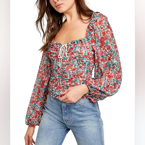 Free People Tops - Free People Mabel Bustier Floral Blouse, Size